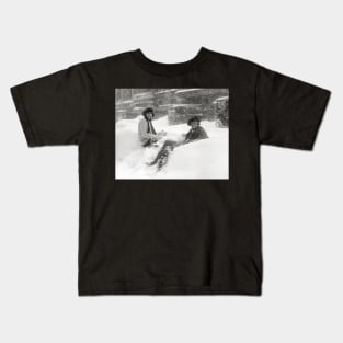 Girls in the Snow, 1922. Vintage Photo Kids T-Shirt